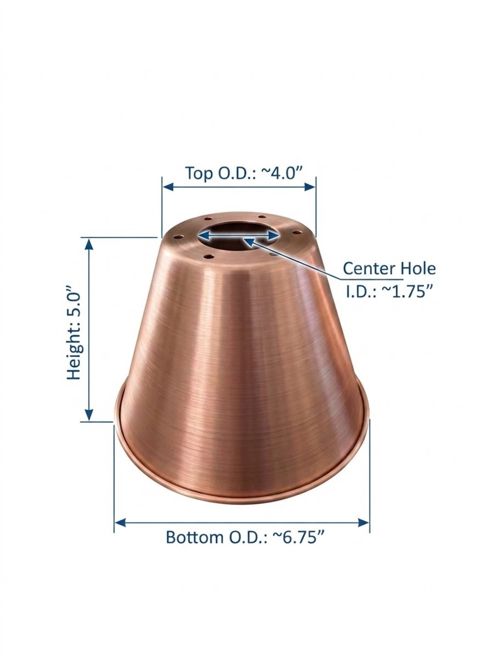 Set of 3 Brushed Copper Lamp Shades - Metal Pendant Light Replacement